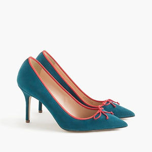 J.Crew Elsie Suede Pumps with Red Contrast Trim 8